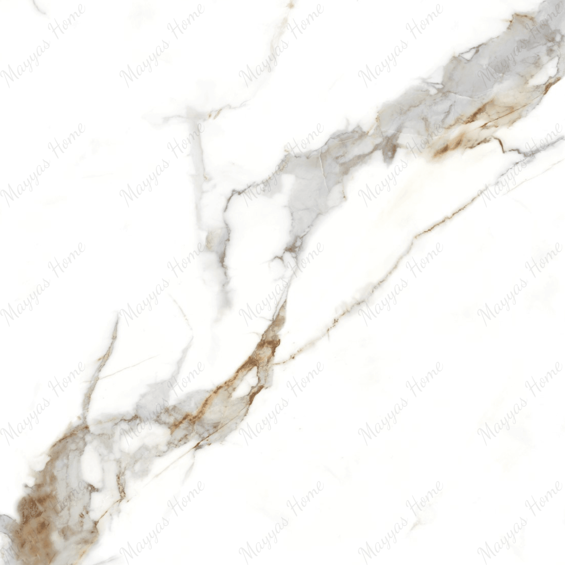 STATUARIO LITHIC 60x60cm Glossy Porcelain Tile – 09MM Bold White Marble Look