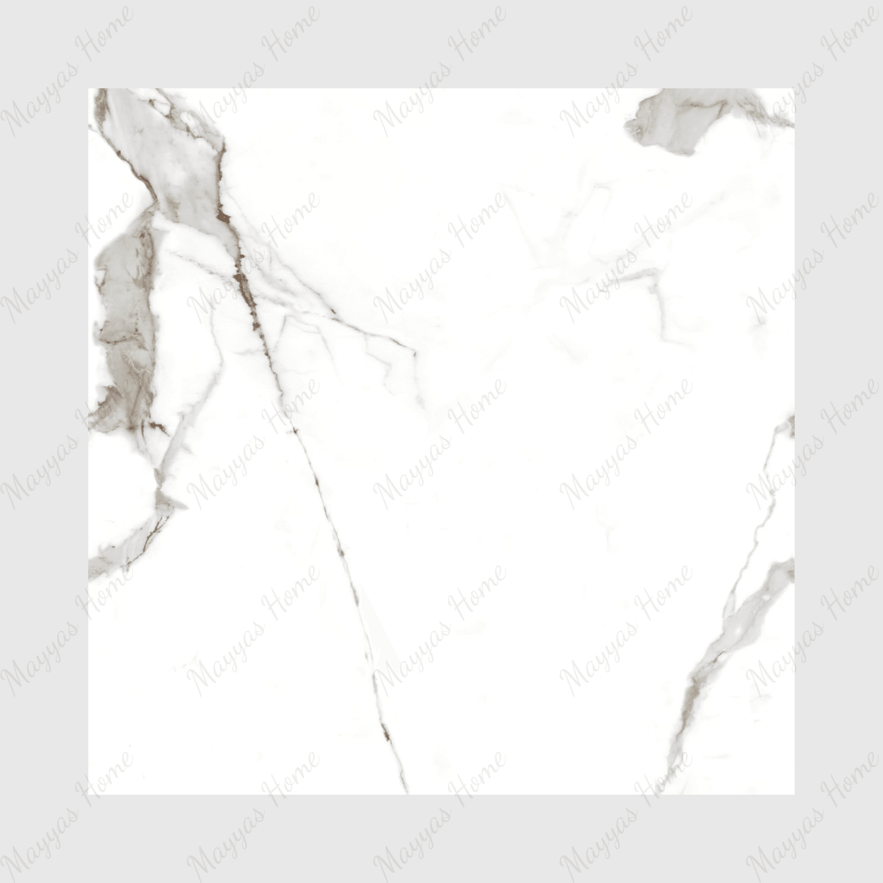 STATUARIO LITHIC 60x60cm Glossy Porcelain Tile – 09MM Bold White Marble Look