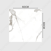 STATUARIO LITHIC 60x60cm Glossy Porcelain Tile – 09MM Bold White Marble Look