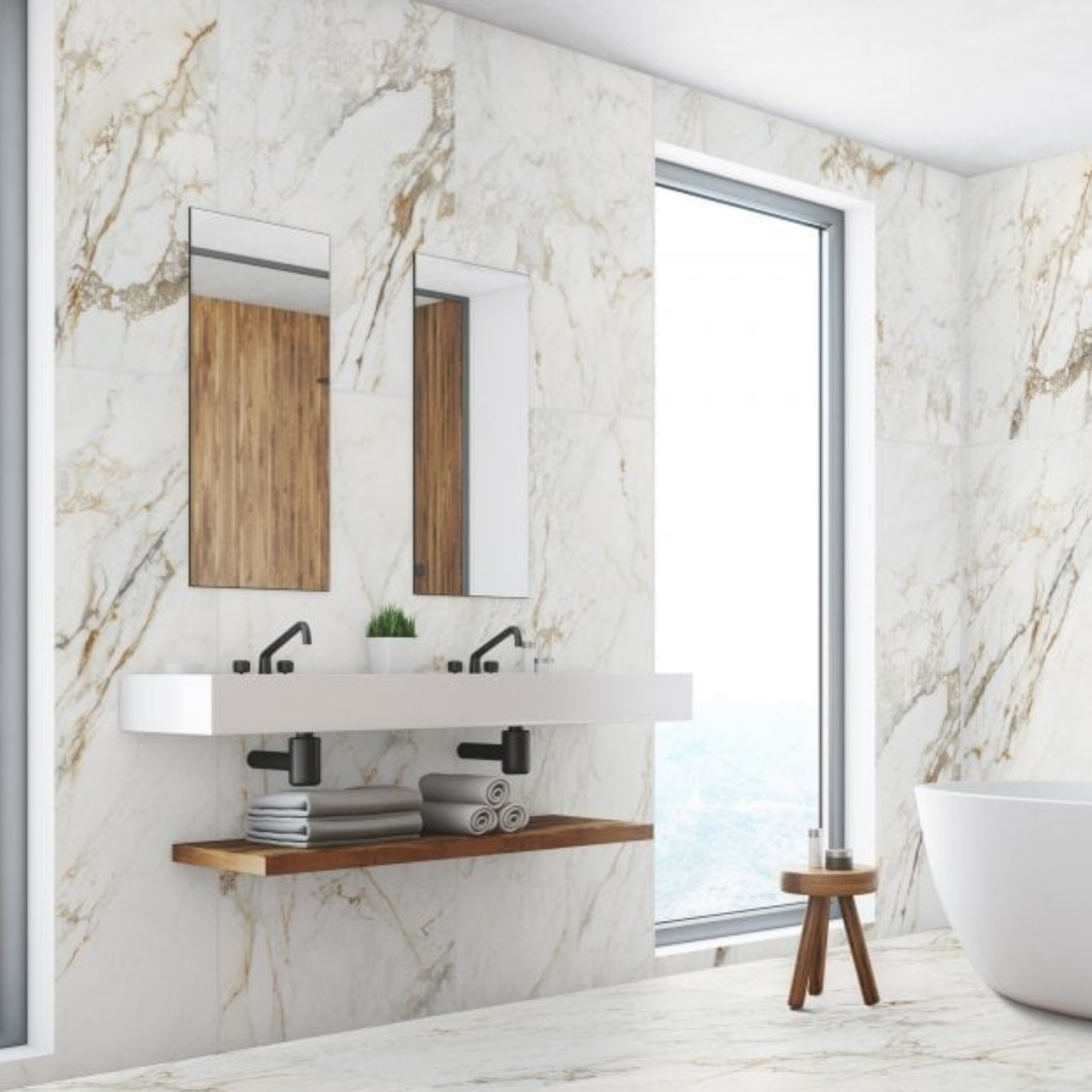 Serbia Gold 120x278cm glossy porcelain tile with golden veining on a creamy base. Luxurious 09mm slab for premium floors and feature walls.