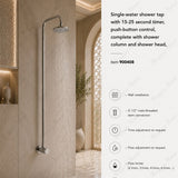 Single-water shower tap with 15–25 second timer, shower column, shower head and anti-vandal design. Ideal for gyms, hospitals and public facilities in UAE.