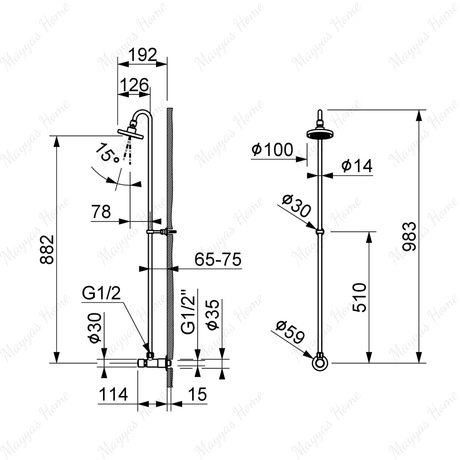 Single-water shower tap with 15–25 second timer, shower column, shower head and anti-vandal design. Ideal for gyms, hospitals and public facilities in UAE.