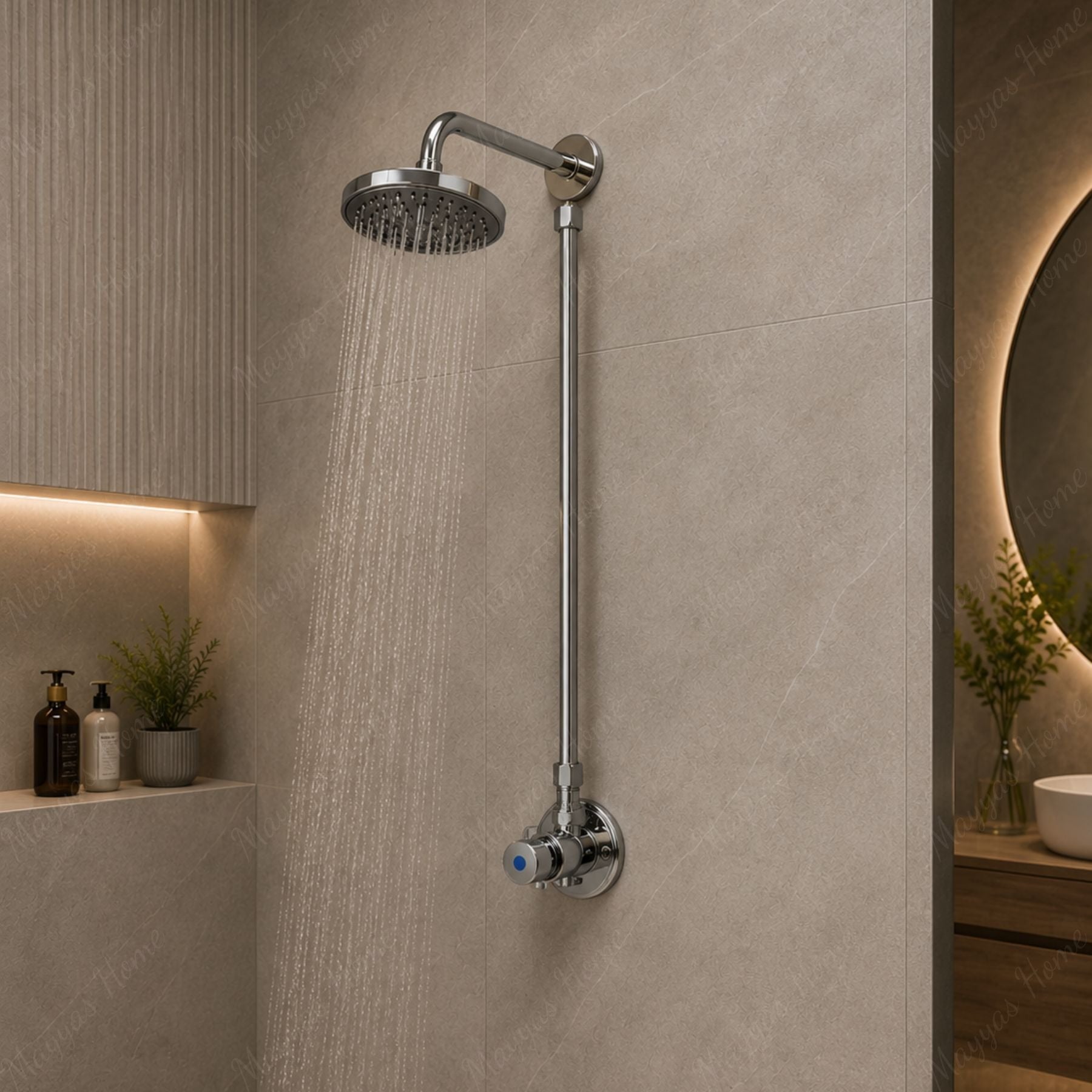 Single-water timed shower tap with push-button control, anti-vandal system and adjustable flow. Perfect for gyms, hotels and commercial shower areas in UAE.