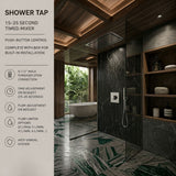 Single water built-in timed shower tap with 15–25 second push-button control, installation box and anti-vandal protection for commercial and public shower facilities.
