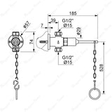 Single water timed shower faucet with chain control, 15–25 second operation and water-saving flow limiter options. Ideal for UAE commercial, hospitality and public shower facilities.