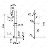 Single water timed shower tap with 15–25 second push-button control, shower column, shower head and anti-vandal protection for UAE facilities.