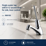 Single water timed sink tap featuring 8–12 second lever control operation and above-counter installation. Perfect for commercial, healthcare, and public washrooms across the UAE.