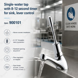 Single water timed sink tap with 8–12 second lever control, adjustable flow regulation and water-saving performance for UAE commercial and public washrooms.