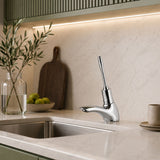 Single water timed sink tap with 8–12 second lever control, chrome finish and above-counter installation. Ideal for UAE commercial, healthcare and public washrooms.