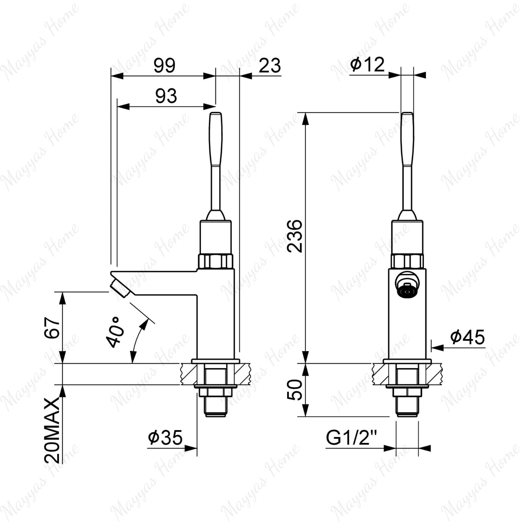 Single water timed sink tap with 8–12 second lever control operation and above-counter installation. Ideal for UAE commercial, healthcare and public washrooms.