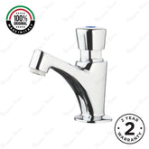 Single water timed sink tap with 8–12 second push-button control, anti-vandal protection and adjustable flow options for commercial and public washrooms in UAE.