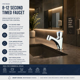 Single water timed sink tap with 8–12 second push-button control, anti-vandal protection and adjustable flow options for commercial and public washrooms in UAE.