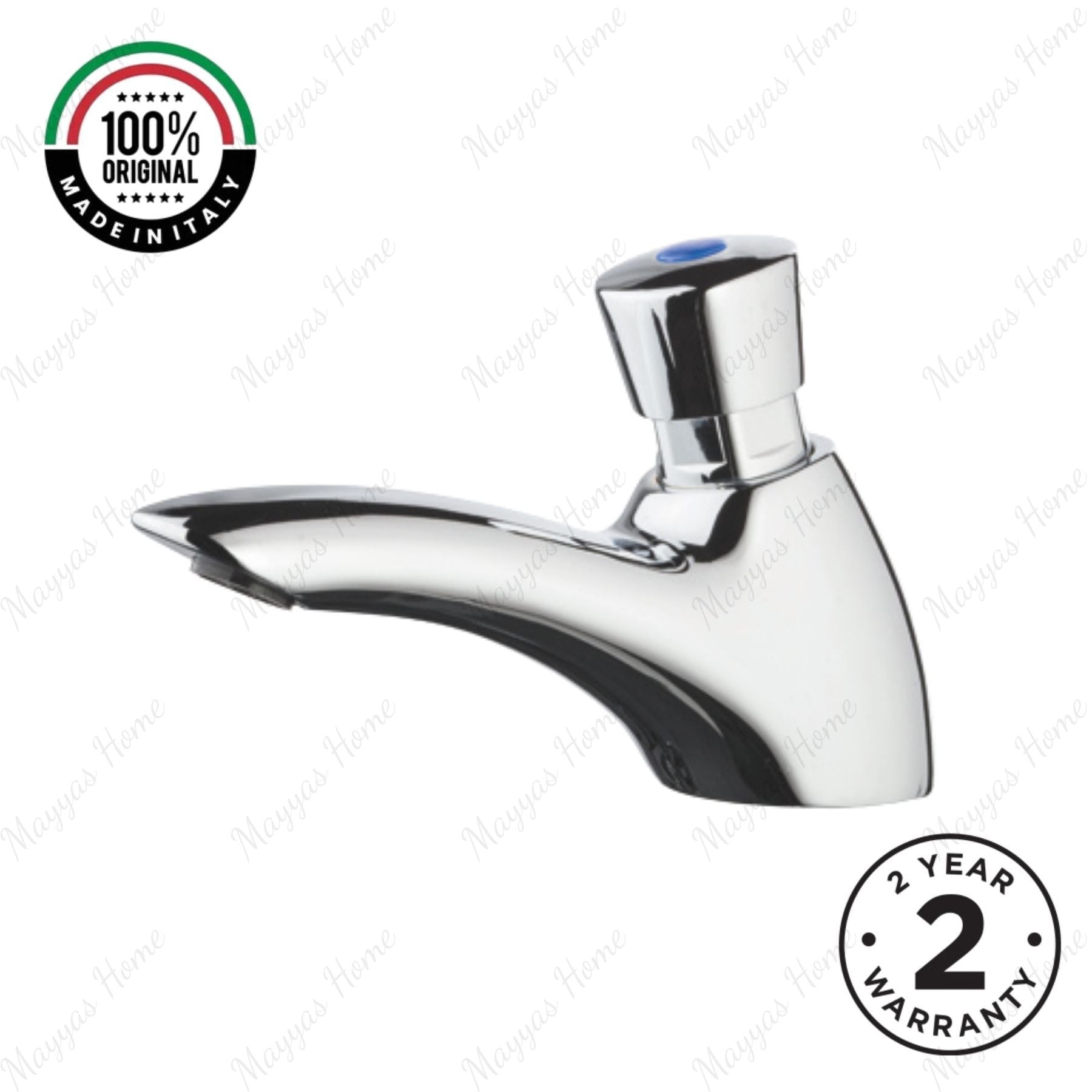 Single water timed sink tap with 8–12 second push-button control, anti-vandal protection and water-saving design. Ideal for UAE commercial washrooms.