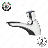 Single water timed sink tap with 8–12 second push-button control, anti-vandal protection and water-saving design. Ideal for UAE commercial washrooms.