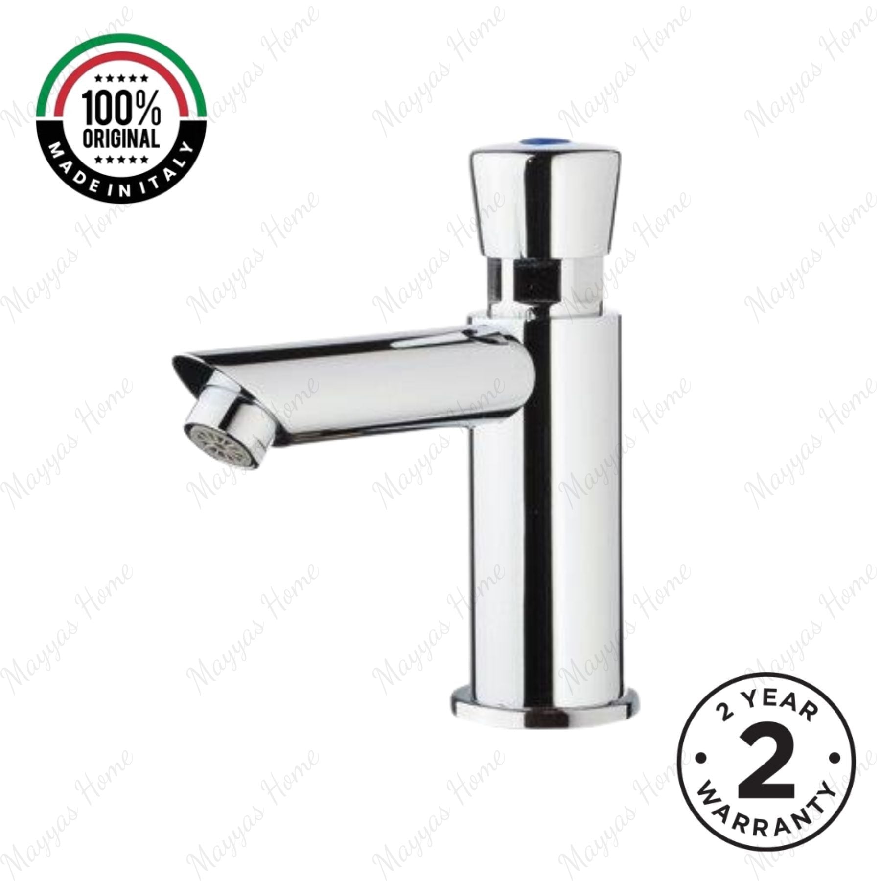 Single water timed sink tap with 8–12 second push-button control, anti-vandal protection and water-saving flow options. Ideal for UAE commercial and public washrooms.