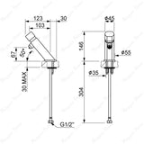 Single water timed sink tap with 8–12 second push-button control, anti-vandal protection and water-saving flow options for UAE commercial washrooms.