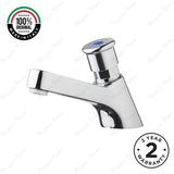 Single water timed sink tap with 8–12 second push-button operation, anti-vandal protection, adjustable flow, and water-saving performance for UAE washrooms.