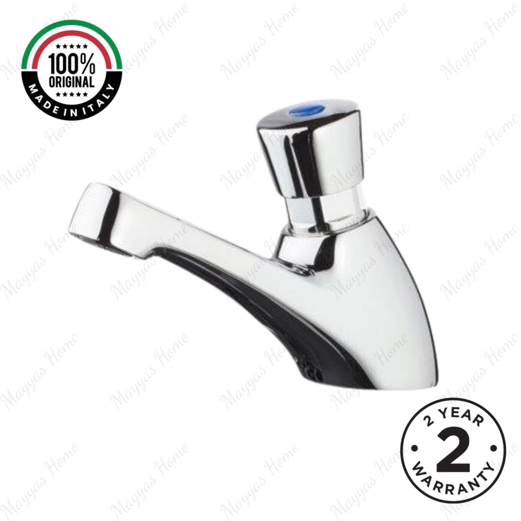 Single water timed sink tap with 8–12 second push-button operation, anti-vandal protection, and adjustable flow options for UAE commercial washrooms.