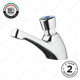 Single water timed sink tap with 8–12 second push-button operation, anti-vandal protection, and adjustable flow options for UAE commercial washrooms.