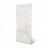 Smoke Statuario glossy marble porcelain tile 60x120cm with 9mm thickness features white base, smoky grey veining and polished finish.