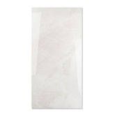 Sparkle Bianco glossy marble effect porcelain tile 60x120cm with 9mm thickness features bright white base, subtle grey veining and polished finish.
