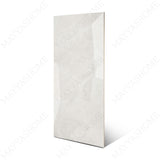 Sparkle Bianco glossy marble effect porcelain tile 60x120cm with 9mm thickness features bright white base, subtle grey veining and polished finish.