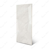 Sparkle Bianco glossy marble effect porcelain tile 60x120cm with 9mm thickness features bright white base, subtle grey veining and polished finish.