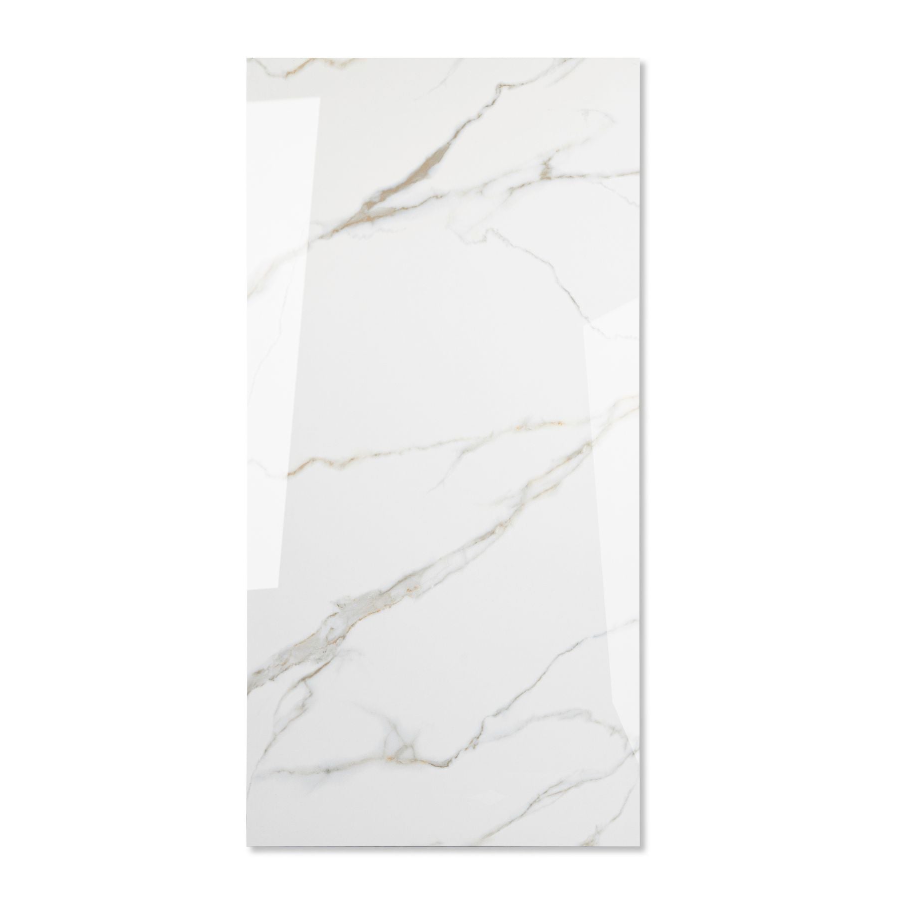 Statuario Austral glossy marble look porcelain tile 60x120cm with 9mm thickness offers bold veining, polished shine, and luxury appeal.