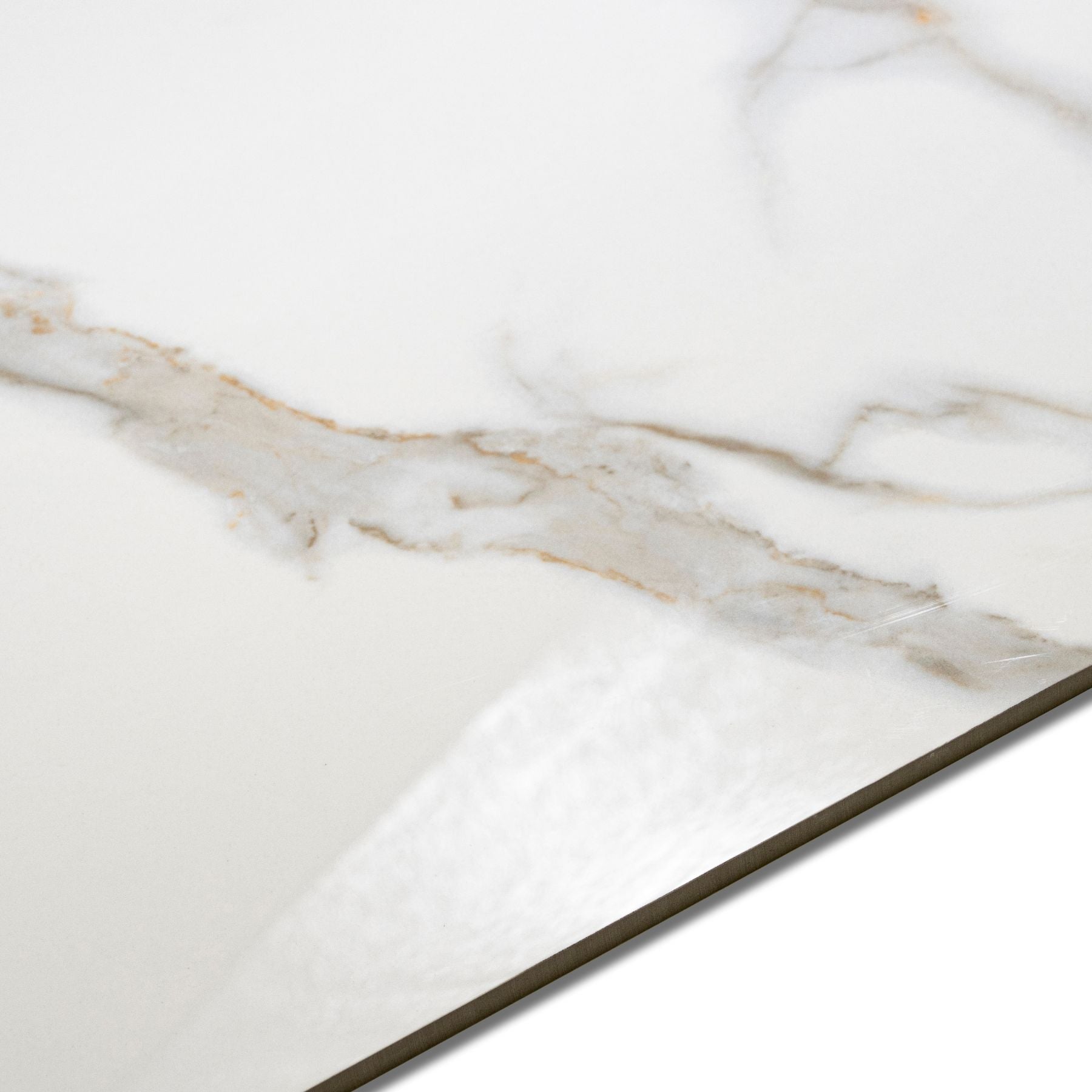 Statuario Austral glossy marble look porcelain tile 60x120cm with 9mm thickness offers bold veining, polished shine, and luxury appeal.