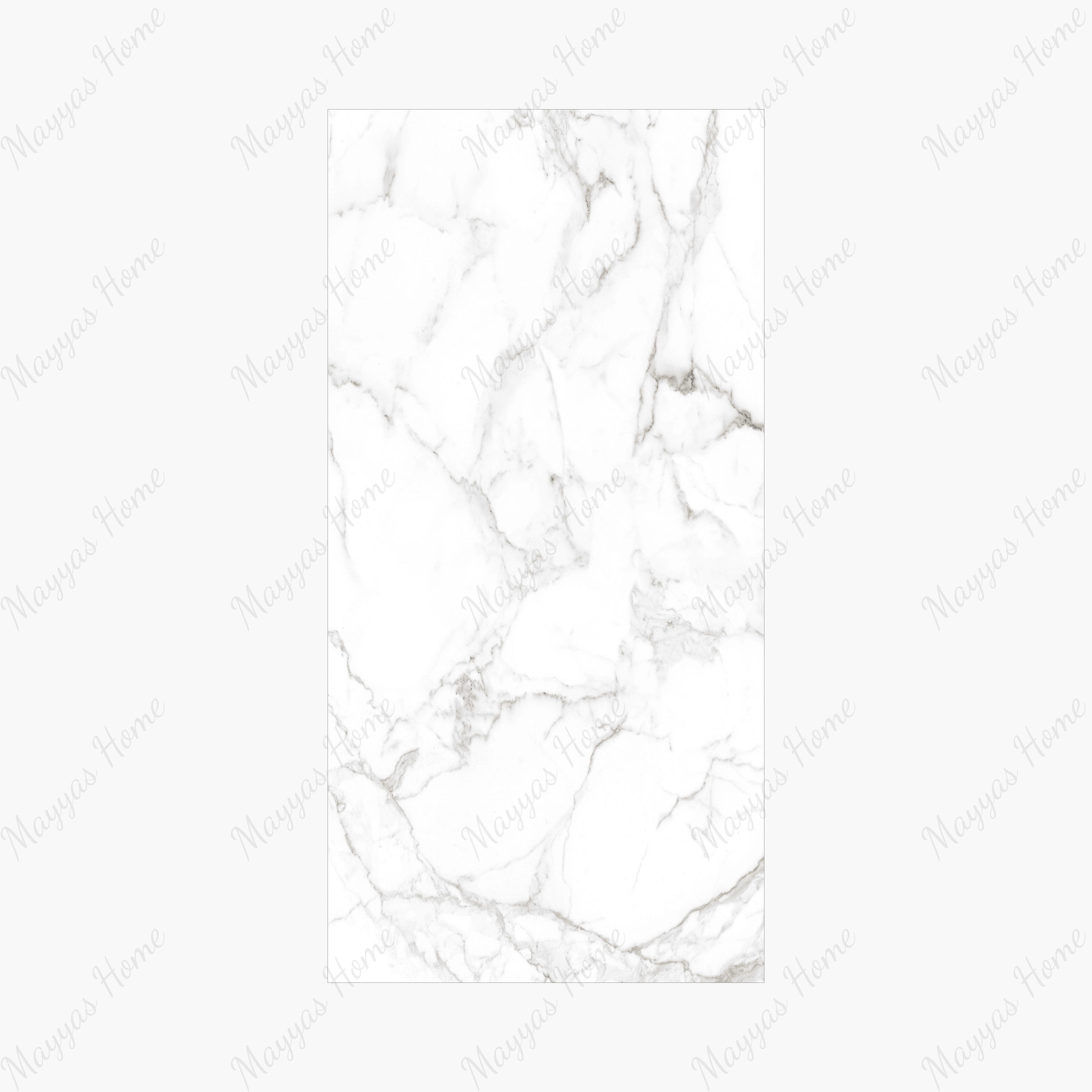 Statuario Marble 120x240cm glossy tile with bold grey veining on white. Perfect for walls and floors, adding timeless elegance to modern interiors.