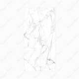 Statuario Marble 120x240cm glossy tile with bold grey veining on white. Perfect for walls and floors, adding timeless elegance to modern interiors.