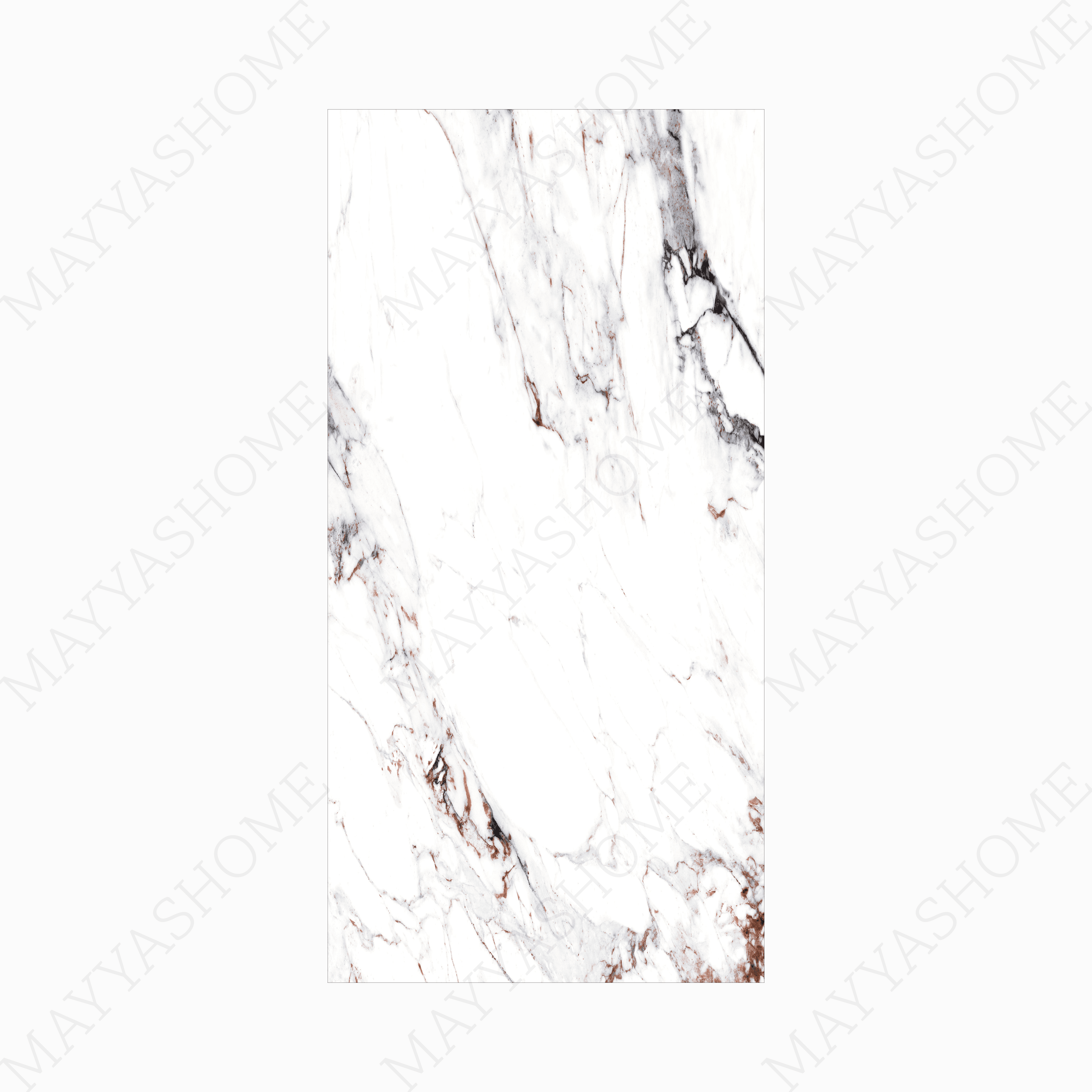 Statuario Rena 120x240cm glossy tile with grey veining on a white base. Durable and elegant, perfect for walls, floors, and modern luxury interiors.