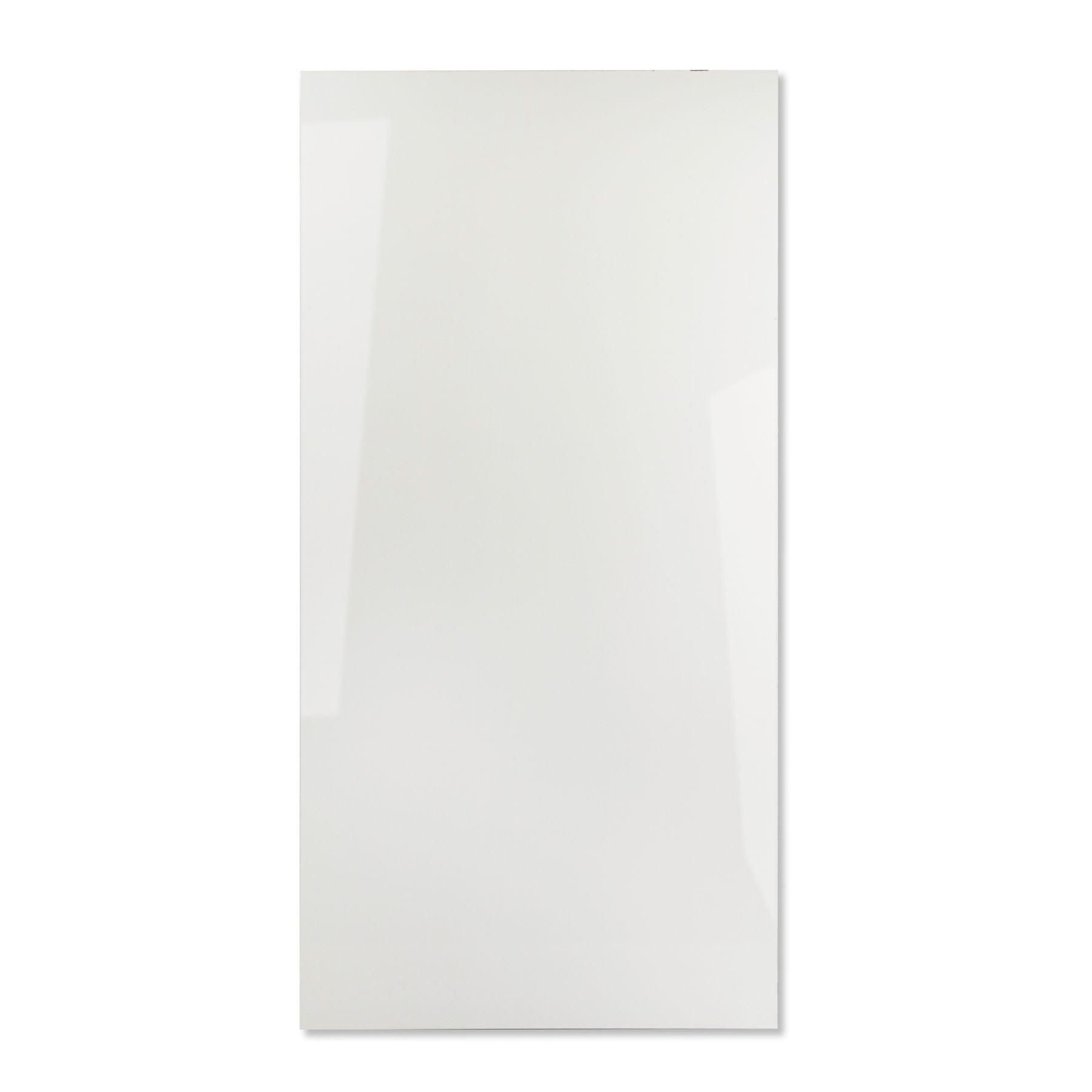 Super White glossy marble effect porcelain tile 60x120cm with 9mm thickness features pure white base, subtle grey veins and polished finish.