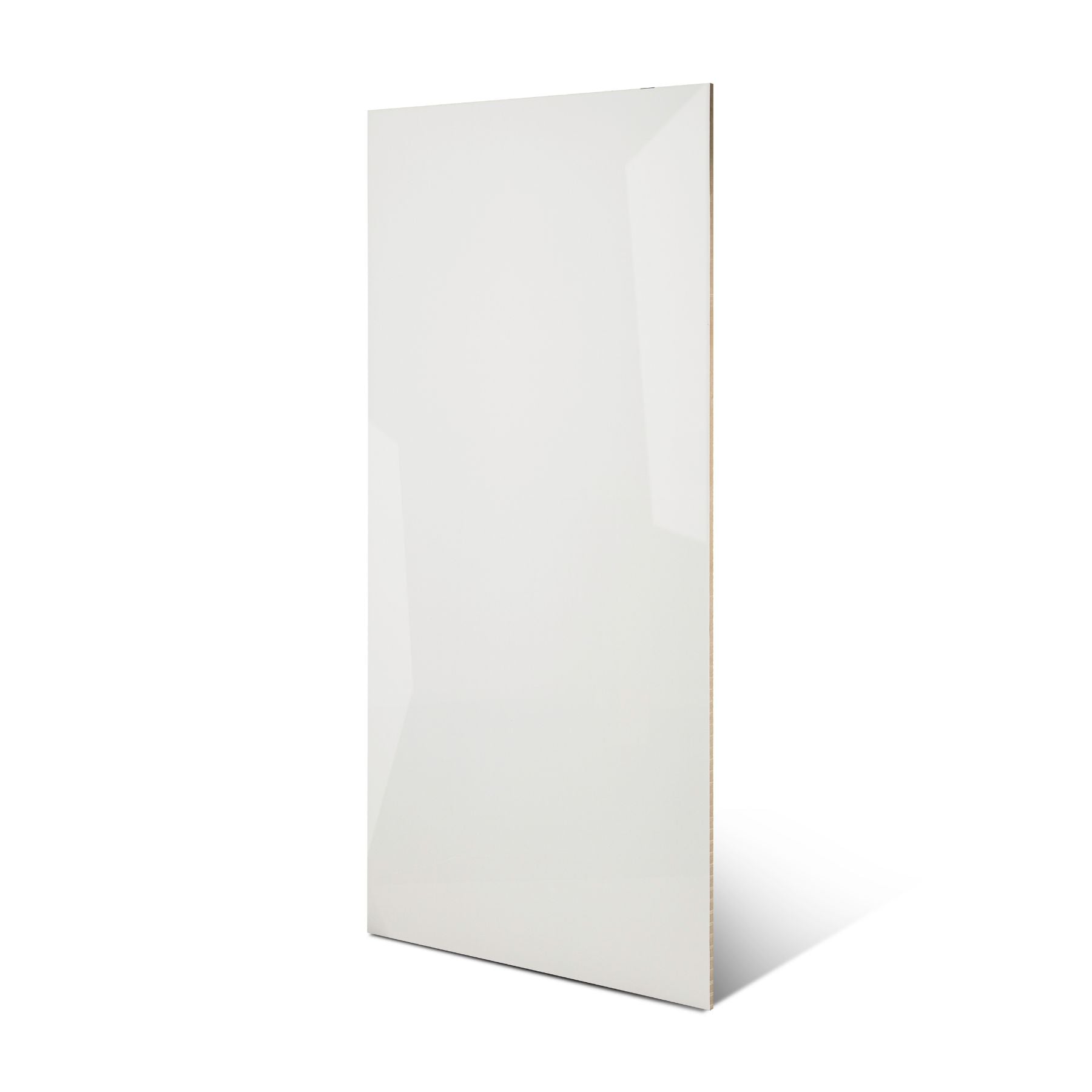 Super White glossy marble effect porcelain tile 60x120cm with 9mm thickness features pure white base, subtle grey veins and polished finish.