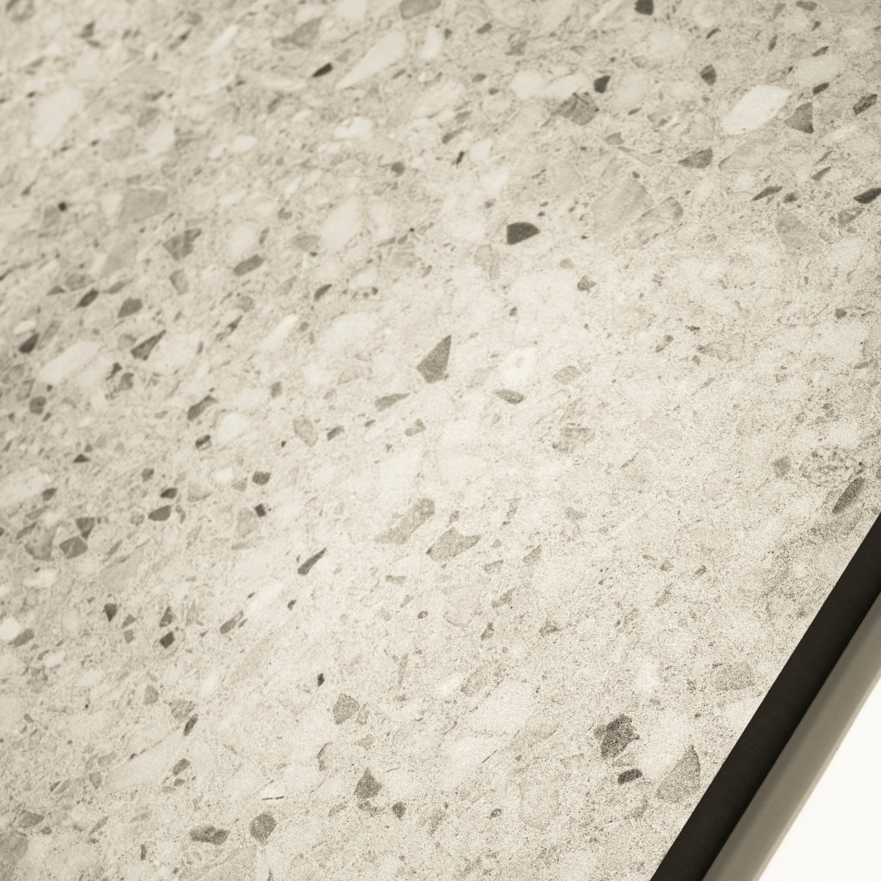 Terrazo Crema porcelain tile 60x120cm 20mm thickness, terrazzo look design, durable porcelain tile for indoor and outdoor floors.