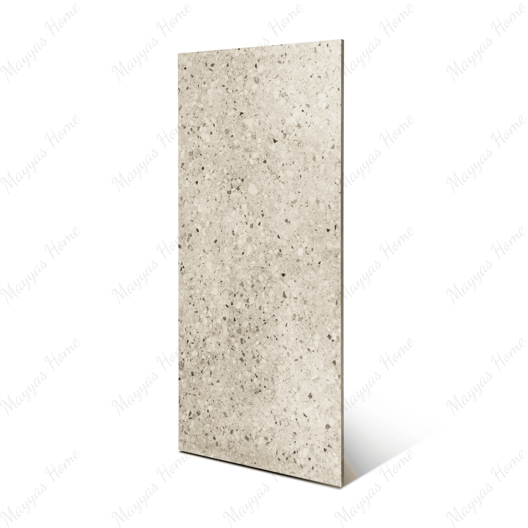 Terrazo Crema porcelain tile 60x120cm 20mm thickness, terrazzo look design, durable porcelain tile for indoor and outdoor floors.
