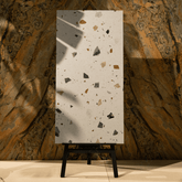 Terrazzo Pastel porcelain tile 60x120cm with 9mm thickness, terrazzo look finish, durable porcelain, ideal for floors and walls.