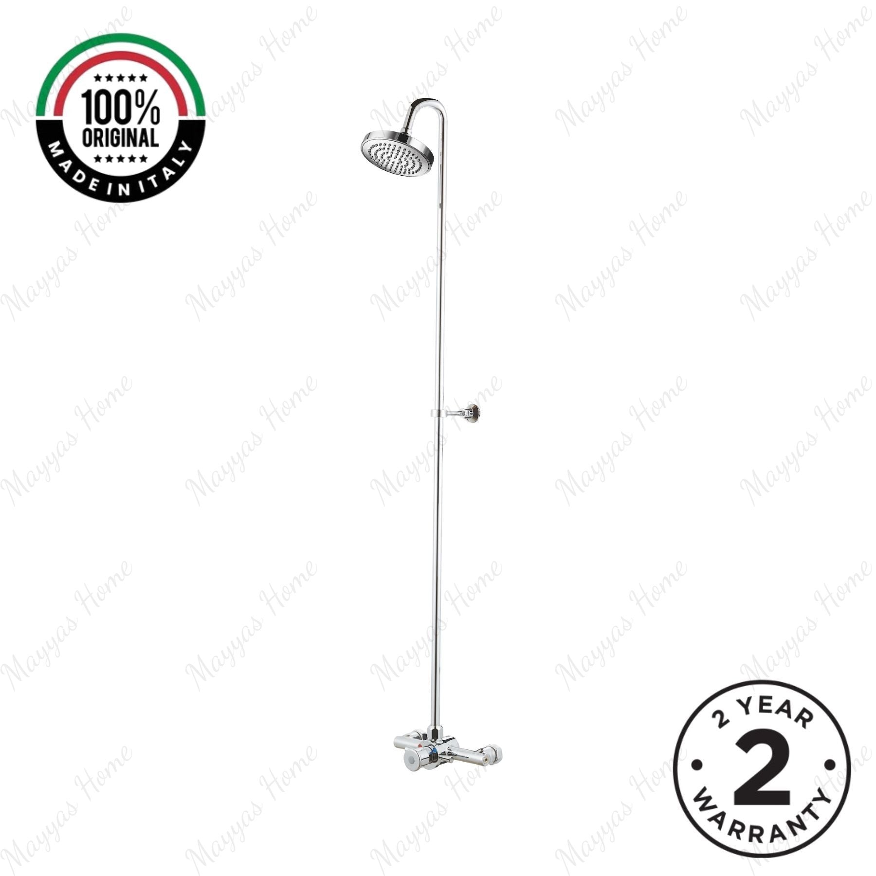 Timed shower mixer tap with 15–25 second push-button control, shower column, shower head and anti-vandal design. Ideal for commercial shower facilities in UAE.