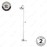 Timed shower mixer tap with 15–25 second push-button control, shower column, shower head and anti-vandal design. Ideal for commercial shower facilities in UAE.