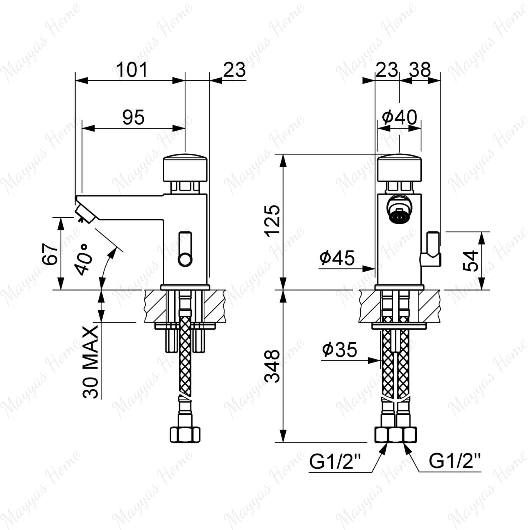 Timed sink mixer tap with 8–12 second push-button operation and anti-vandal protection. Ideal for UAE commercial and public washrooms.