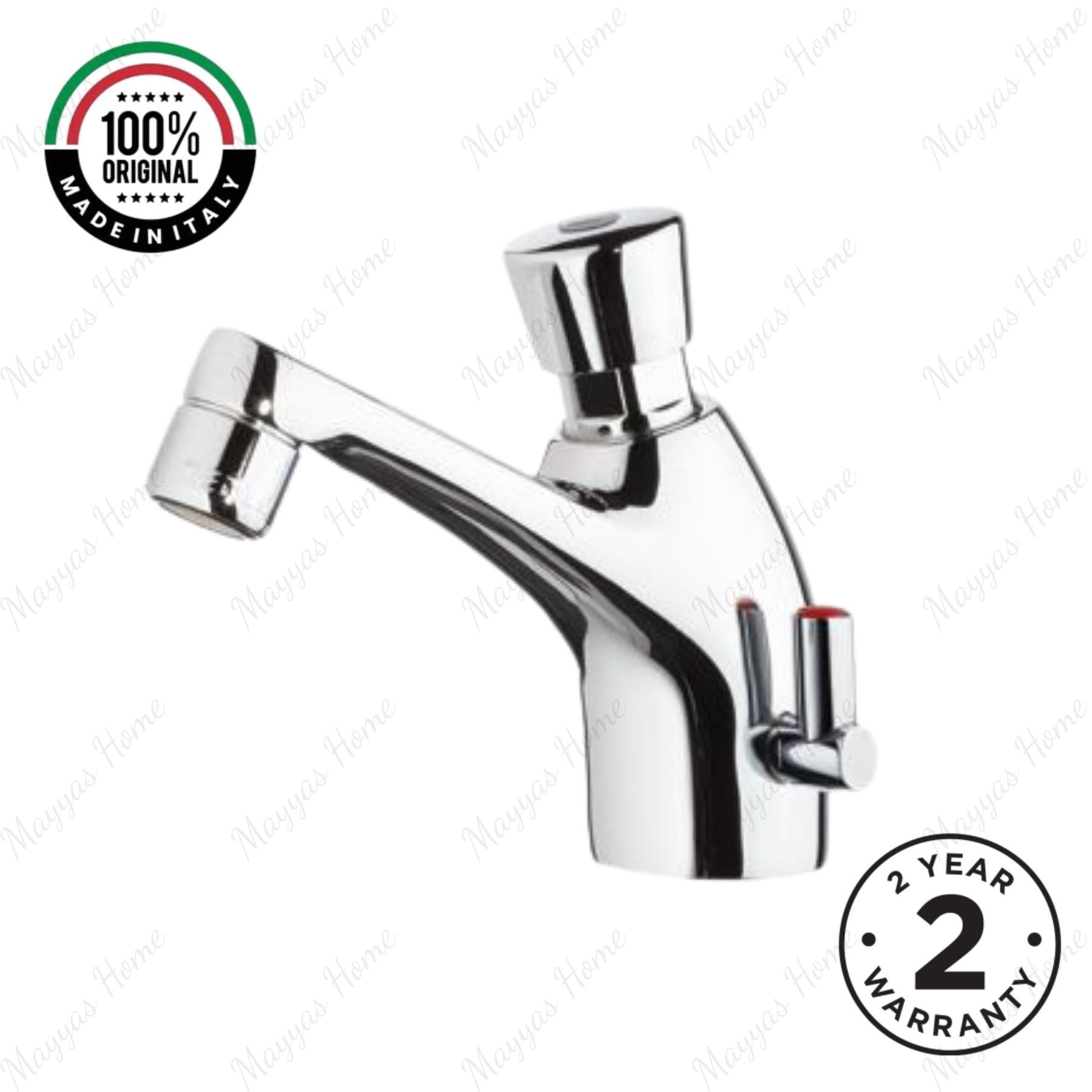 Timed sink mixer tap with push-button control, anti-vandal protection and water-saving performance. Ideal for UAE commercial and public washrooms.