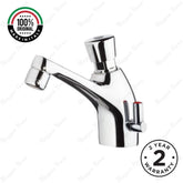 Timed sink mixer tap with push-button control, anti-vandal protection and water-saving performance. Ideal for UAE commercial and public washrooms.