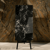 Torondo Negro Grand porcelain tile 60x120cm 9mm thickness, black marble look design, durable porcelain tile for luxury floors and walls.