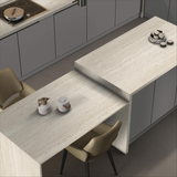 Travertine Nooi white body porcelain tile with elegant travertine design