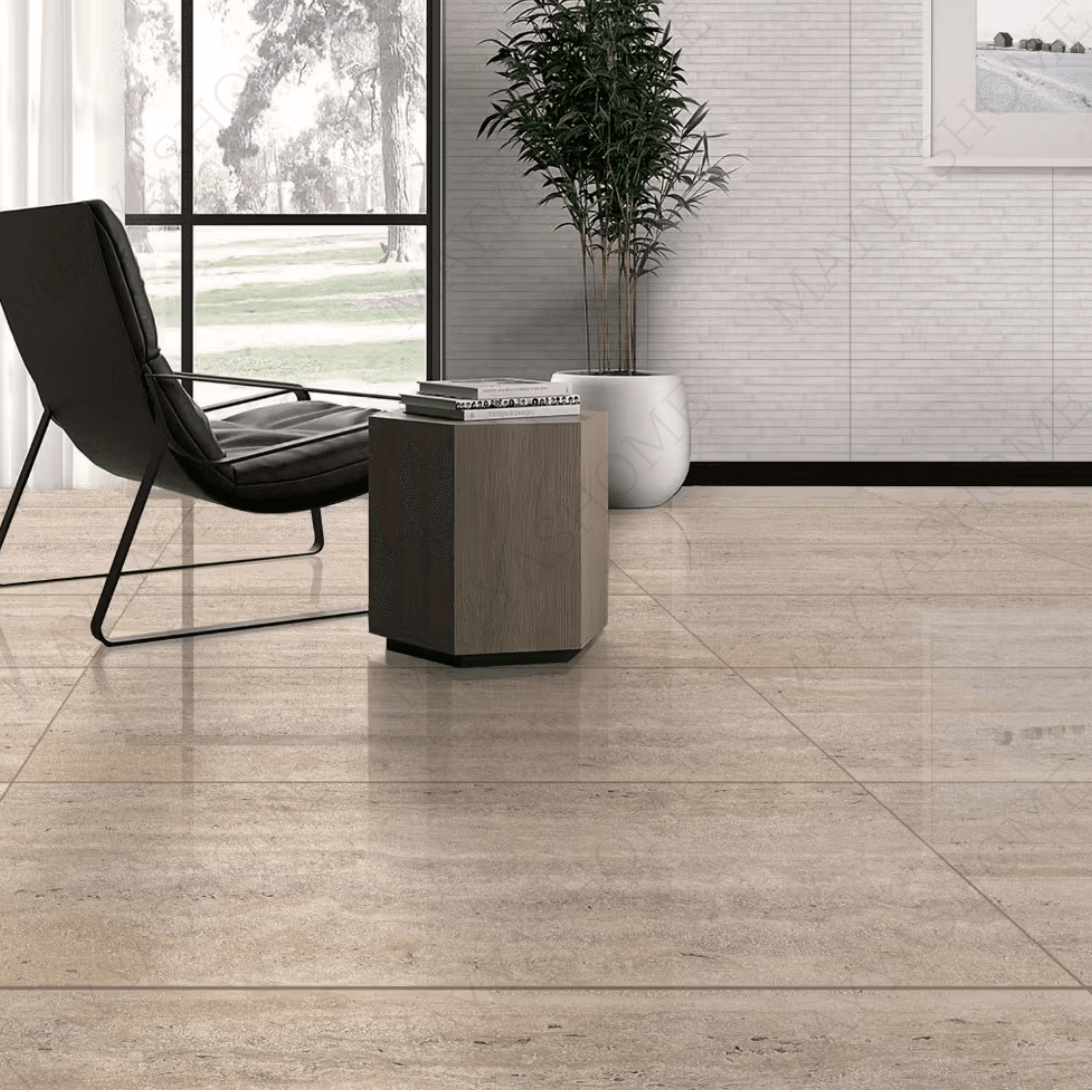 Travertine Beige 120x240cm carving matt porcelain tile. Natural stone look with carved matt texture, 09mm durable thickness for walls and floors.