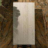 Travertine Latte porcelain tile 80x60cm 9mm thickness, beige travertine look design, durable porcelain tile for elegant floors and walls.