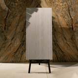 Travo Ash matte porcelain tile 60x120cm 9mm thickness, grey stone look design, durable porcelain tile for modern floors and walls.