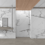 Venetian Bianco 120x240cm glossy porcelain tile with white marble effect. Strong 9mm design, ideal for walls, floors, and luxury interiors.
