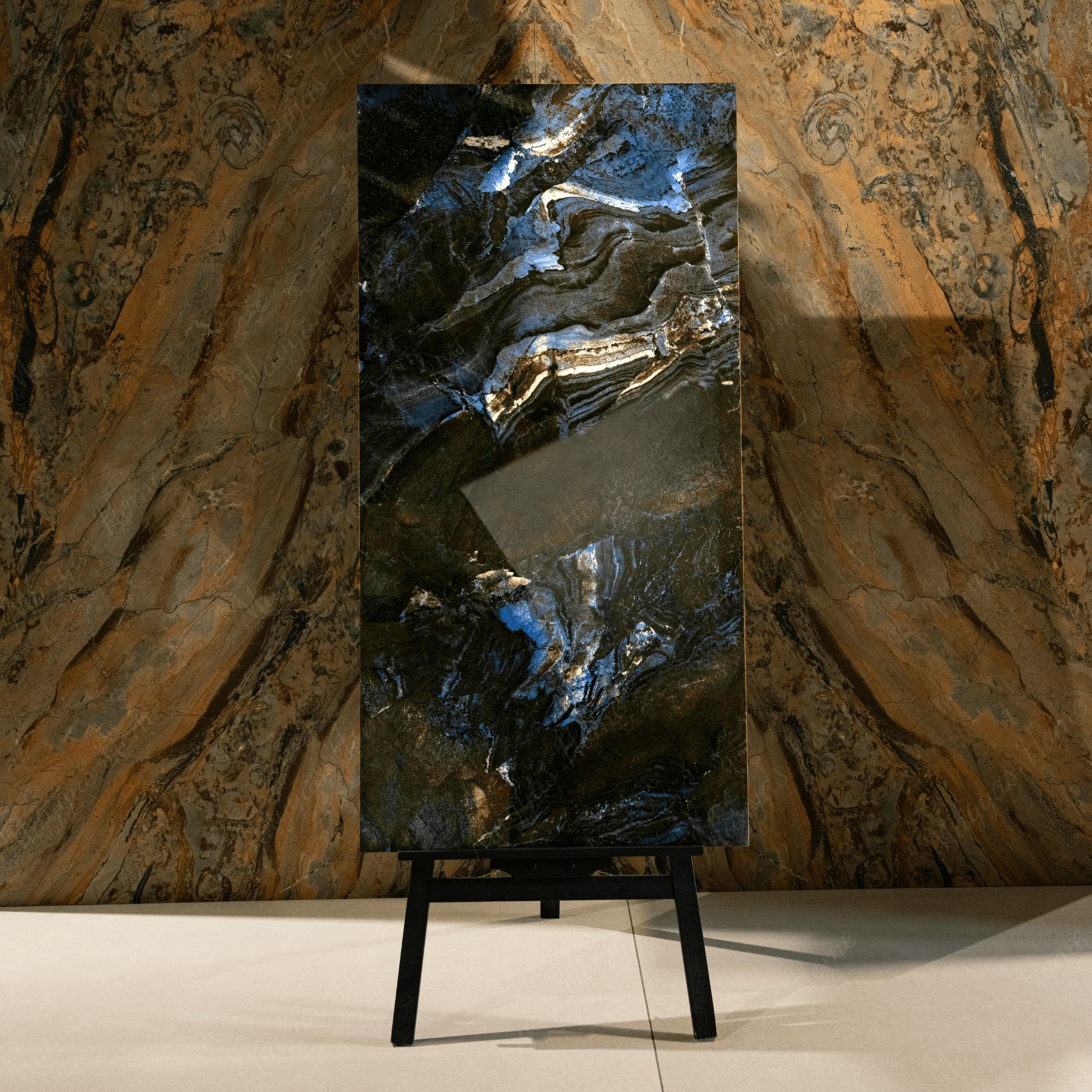 Venus Azul porcelain tile 60x120cm 9mm thickness, blue marble look design, durable porcelain, ideal for modern floors and walls.