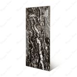 Vercel Black porcelain tile 60x120cm 9mm thickness, black marble look design, durable porcelain tile for modern luxury floors and walls.